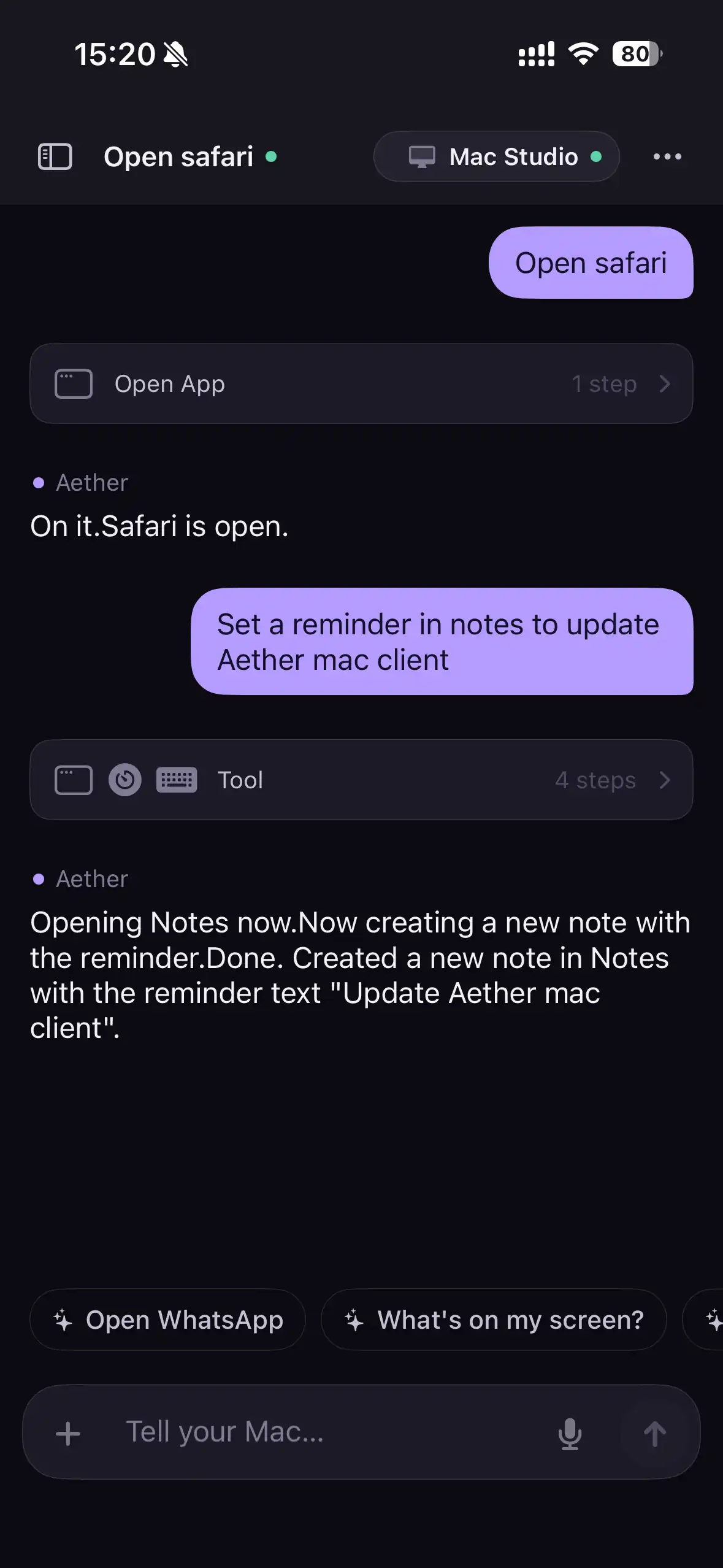 Aether iOS companion app