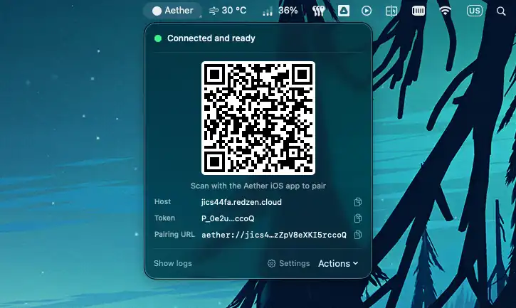 Aether for Mac — menu bar app